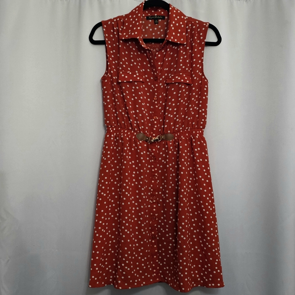 Women's Size Small Burnt Orange Polka Dot Dress